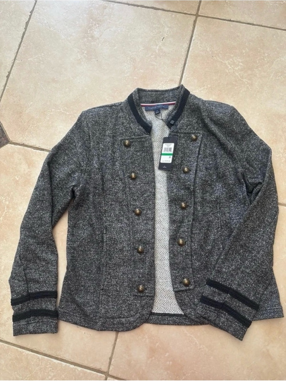 Tommy Hilfiger Gray Double-Breasted Bomber Jacket